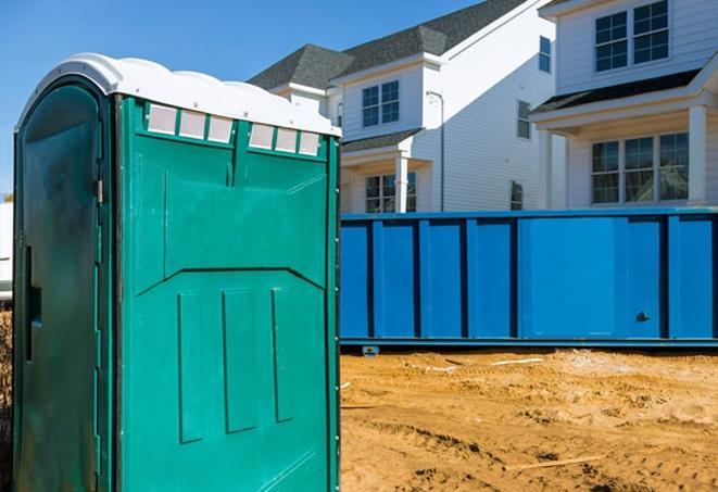 clean, well-maintained portable toilets on a job site